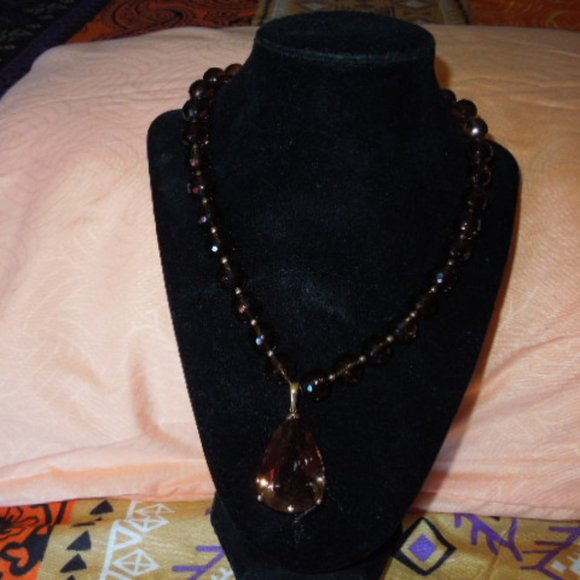 NWOT Smoky Quartz Bead Necklace & Enhancer - Picture 4 of 8